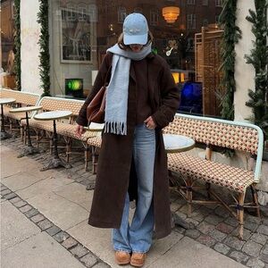 MANGO Wool Brown Trench Coat M